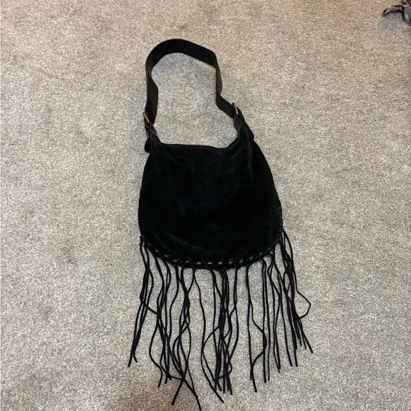 Bisou Bisou Black Fringe Shoulder Bag - Picture 1 of 2